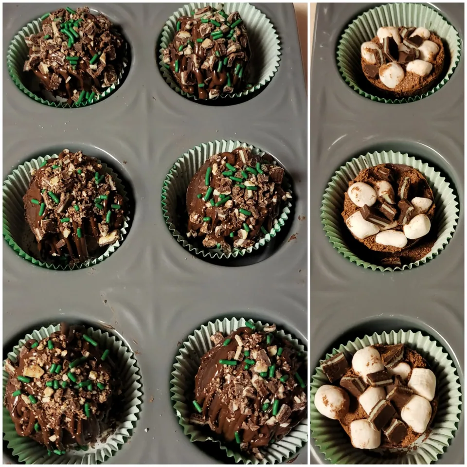 Andes mint hot chocolate bombs with chocolate and green mint toppings