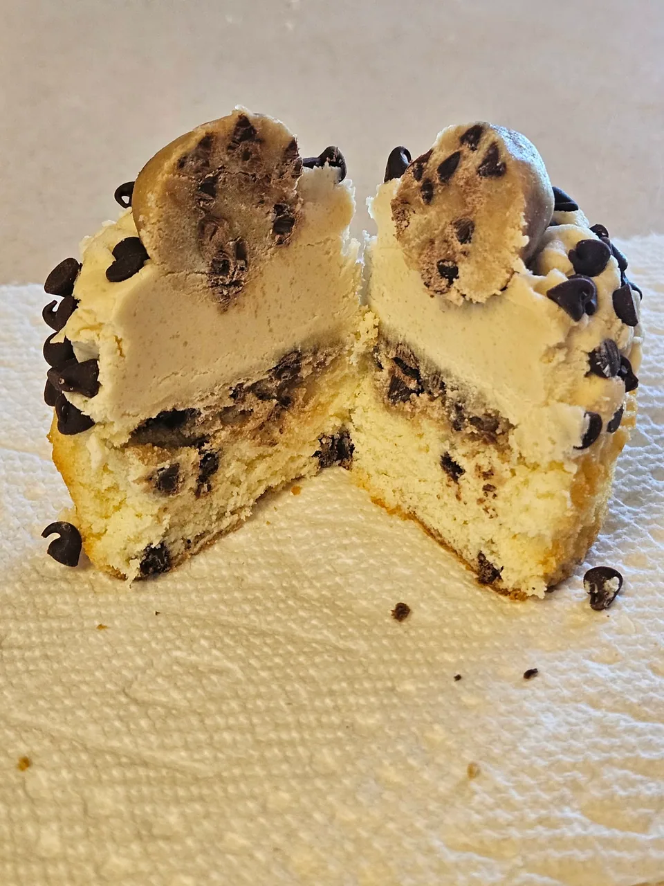 Split scratch-made muffin showing its soft crumb