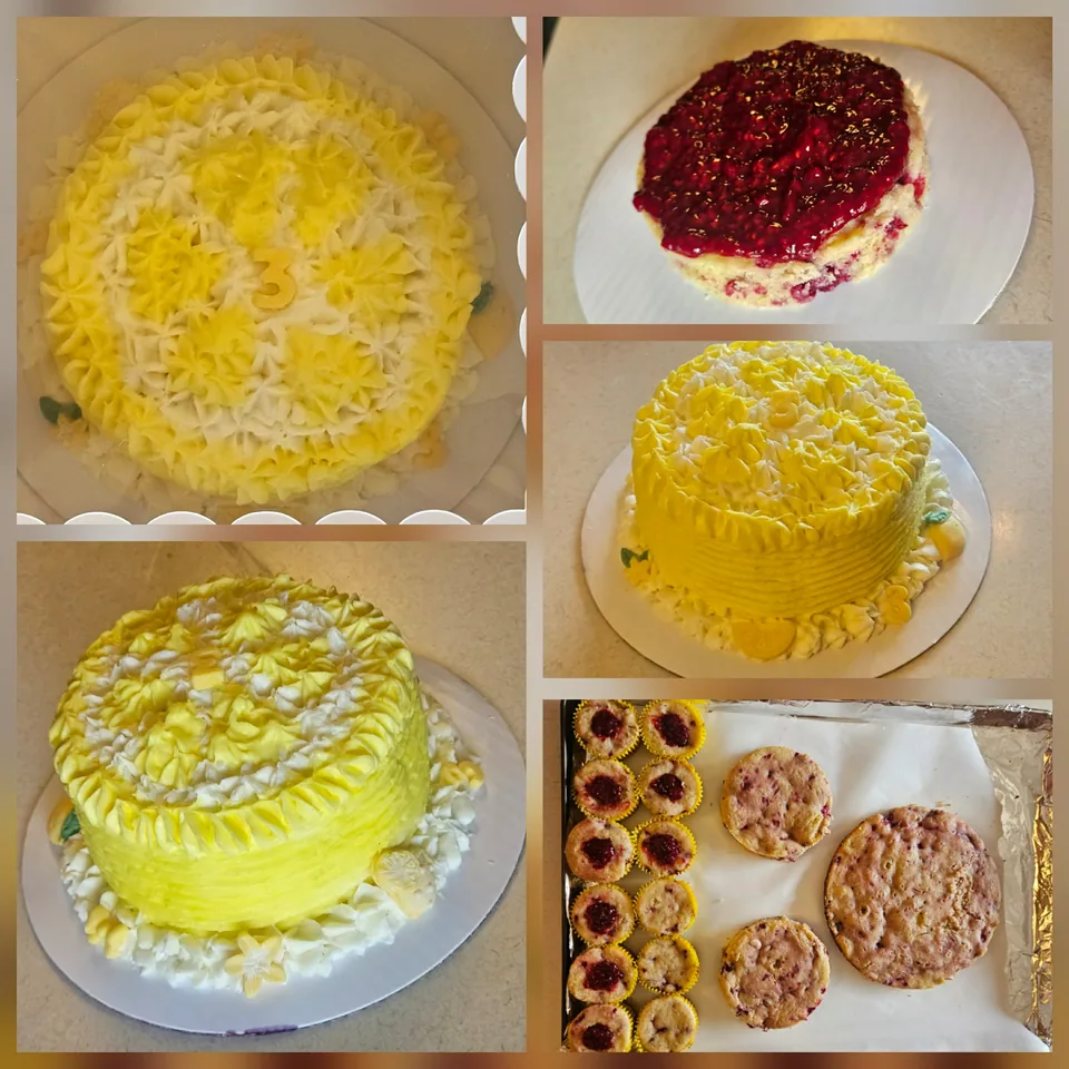 4-inch Raspberry Lemon Smash Cake with homemade raspberry jam and lemon cream cheese frosting
